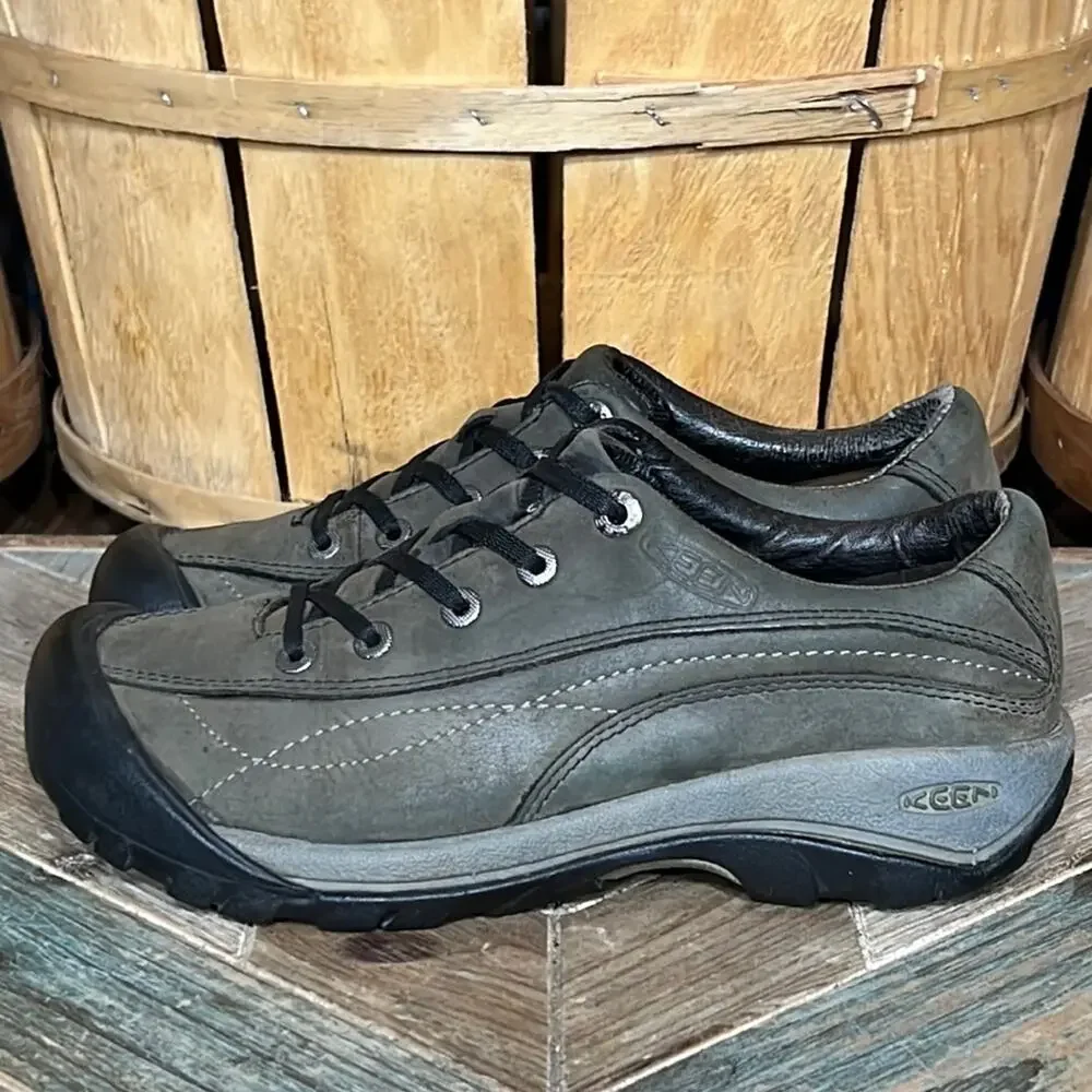 Keen Toyah Gray Leather Casual Hiking Walking Comfort Sneakers Shoes Womens 6.5